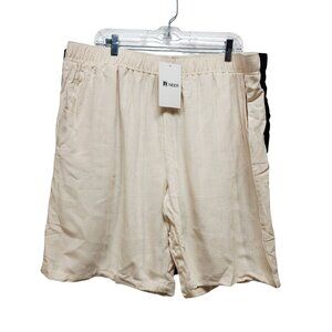 Neer Mens Set  Size XXL Beige Elastic Waist SweatShorts